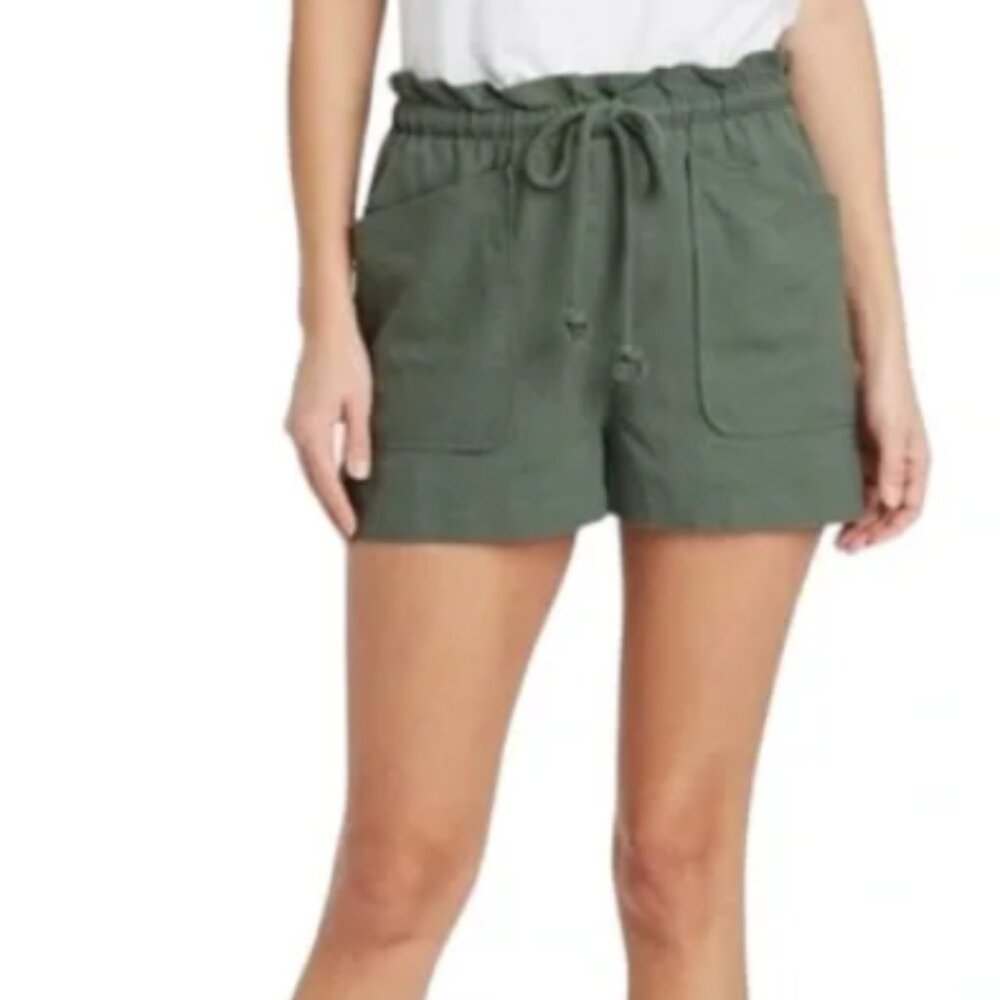 Universal Thread Army Green Pull On Drawstring Linen Blend Shorts XL